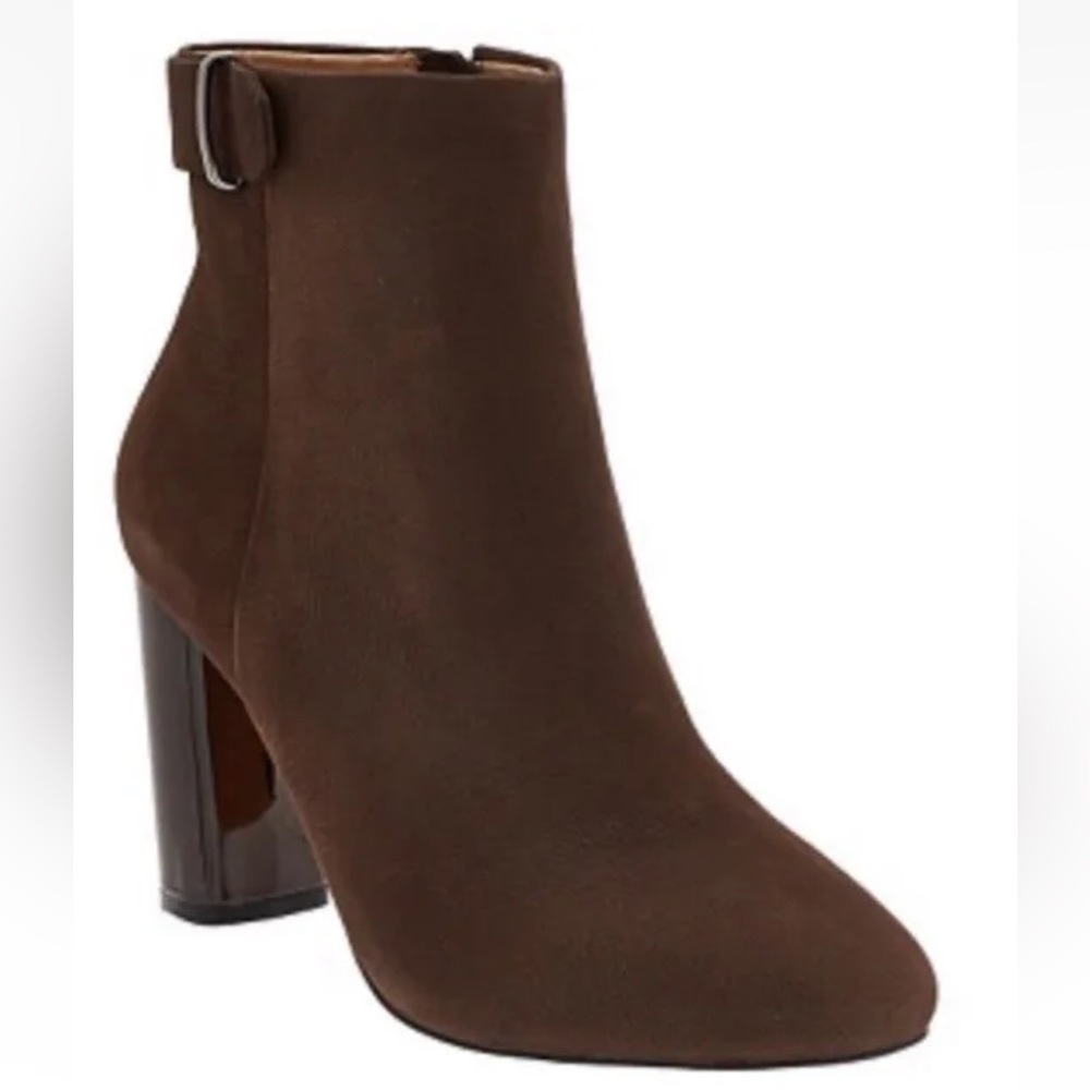 G.I.L.I. Leather Block Heel Ankle Boots - Kallie CHOCCO NIB QVC $180
